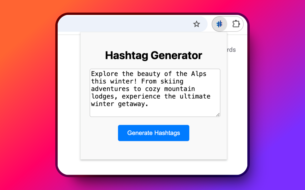 Hashtag Generator Extension in Action